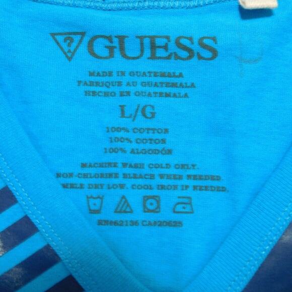 Guess Blue Logo 1981 Cotton Short Sleeve Tee Mens Large Shirt - Picture 5 of 6